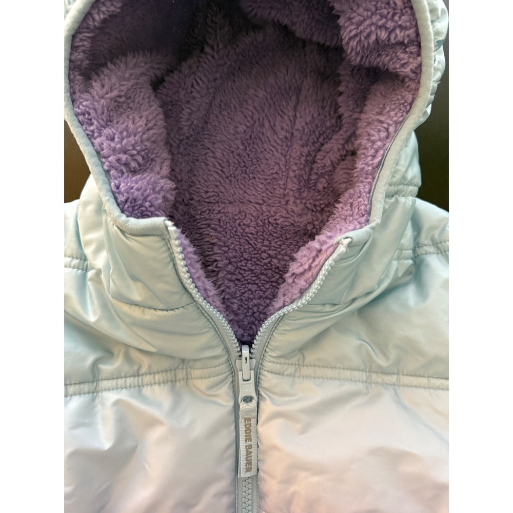 Eddie Bauer Girls‎ Reversible Jacket Size M 10-12 Purple Ombré Cozy Fleece Lined - Picture 6 of 14